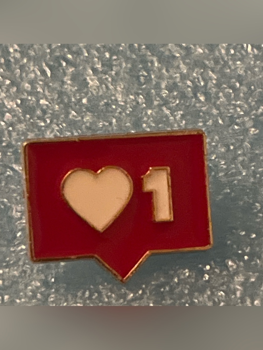 Social Heart Notification Enamel Pin in Red and White